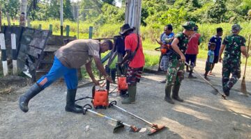 Sinergi Satgas Yonif 131/Brajasakti Dengan Warga Perbatasan Papua Melalui Budaya Gotong Royong