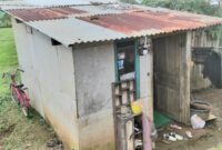  Plt direktur Utama BPR BKK Mandiraja D. Triristanto Budiono  menyerahkan bantuan untuk pemugaran RTLH rumah milik Rustini kepada  Kepala Pelaksana Haria BPBD Banjarnegara Aji Piluroso.(foto/doc)