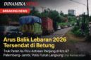 Kemacetan arus balik Lebaran 2026 di Betung Musi Banyuasin akibat truk patah as di Km 67 Palembang Jambi