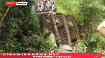 Musibah Kembali Menimpa Desa Cilibur Paguyangan, Jembatan Vital Penghubung Antar Pedukuhan Ambruk Total